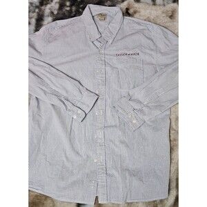 L.L.Bean Seersucker Shirt Men L Blue Stripe Traditional Fit Cotton Button Down